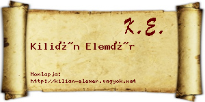 Kilián Elemér névjegykártya
