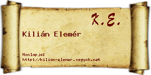 Kilián Elemér névjegykártya